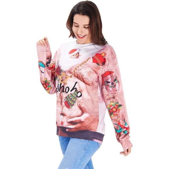 HoHoHo Unisex Christmas for Men Women Pullover Sweater Crewneck Long Sleeve Top - Picture 5 of 6